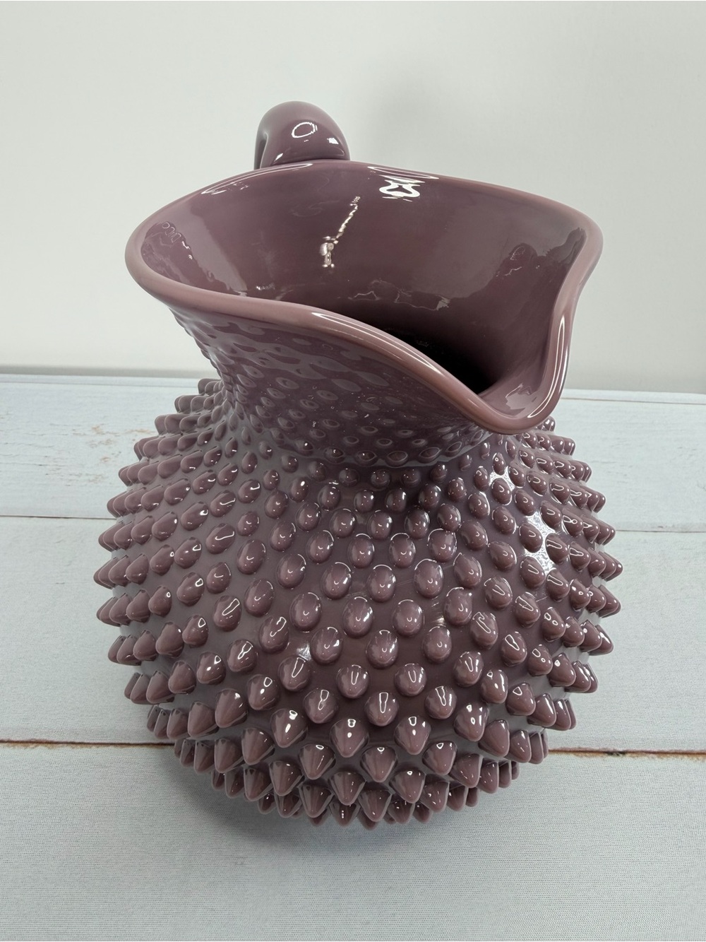 Mosser Glass Gigi Hobnail Pitcher Eggplant Purple 70 oz Fenton Mold - Picture 7 of 14